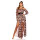 Rochie de ocazie eleganta lunga din satin animal print zebra Gul 2 - jojofashion.ro