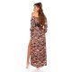 Rochie de ocazie eleganta lunga din satin animal print zebra Gul 4 - jojofashion.ro