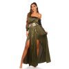 Rochie de ocazie eleganta lunga din satin kaki Gul