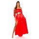 Rochie de ocazie eleganta lunga rosie din satin vaporoasa Gul 2 - jojofashion.ro