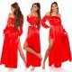 Rochie de ocazie eleganta lunga rosie din satin vaporoasa Gul 5 - jojofashion.ro