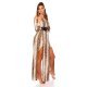 Rochie de ocazie eleganta lunga din satin snake print vaporoasa Gul 3 - jojofashion.ro