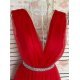 Rochie lunga rosie din tulle Adele 4 - jojofashion.ro