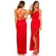 Rochie de seara eleganta lunga, rosie, mulata, cu spate gol, Leyla 2 - jojofashion.ro