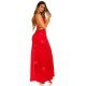 Rochie de seara eleganta lunga, rosie, mulata, cu spate gol, Leyla 3 - jojofashion.ro