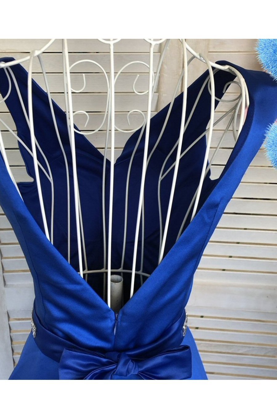 Rochie lunga albastra din tafta Carra 3 - jojofashion.ro