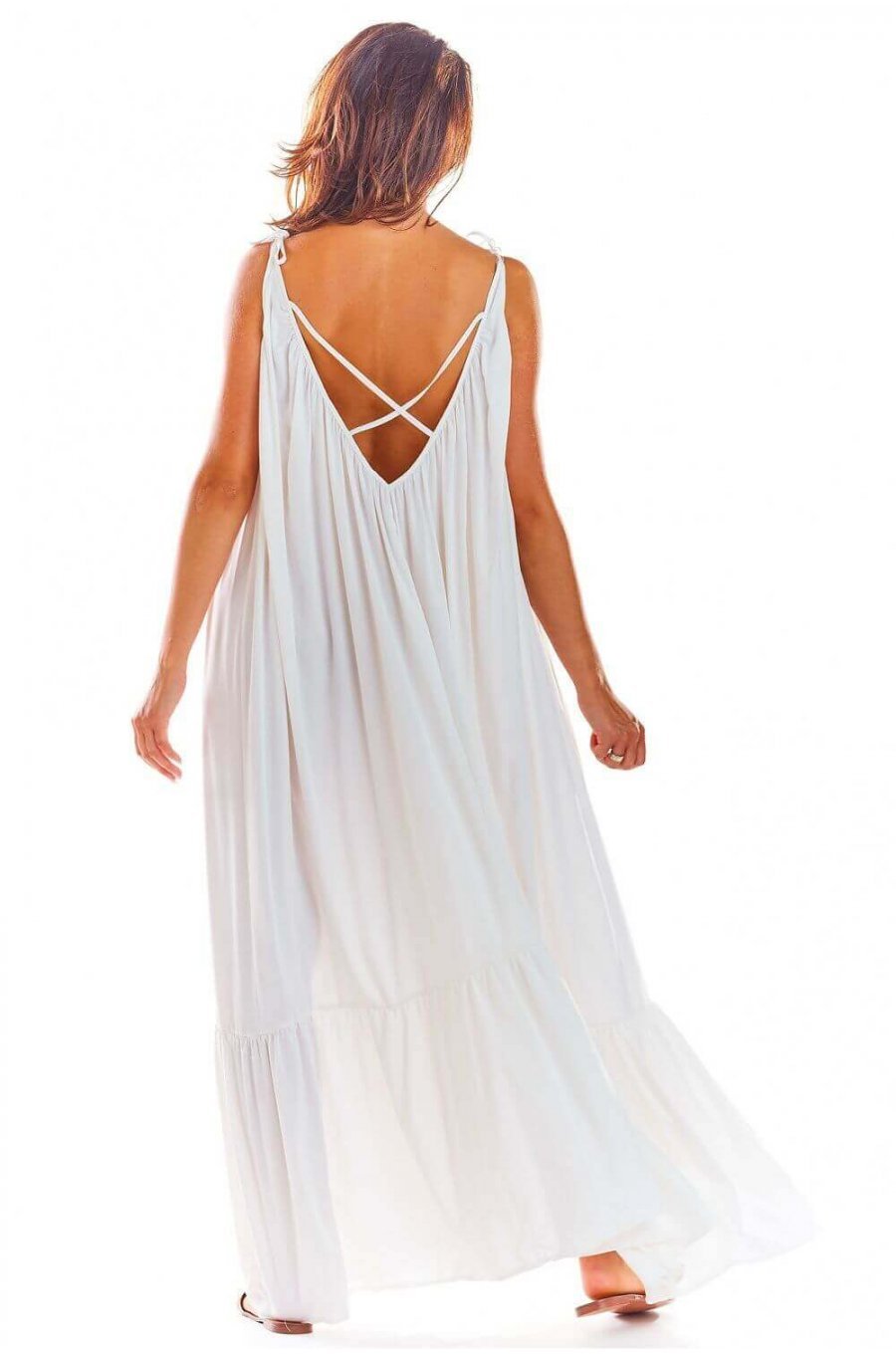 Rochie lunga de vara alba vaporoasa oversize Francina Rochie lunga de vara alba vaporoasa oversize Francina 2 - jojofashion.ro