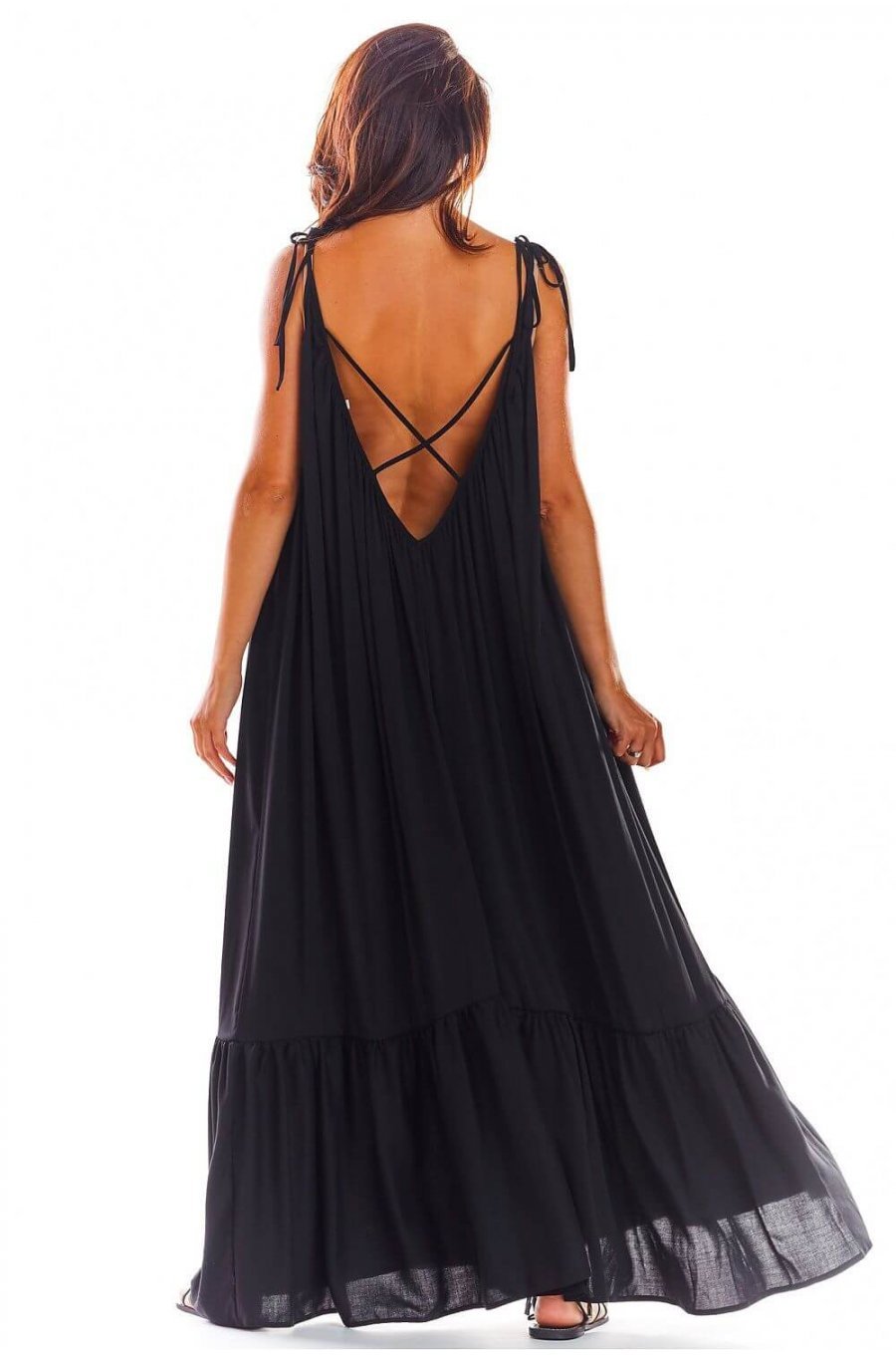 Rochie lunga de vara neagra vaporoasa oversize Francina 2 - jojofashion.ro