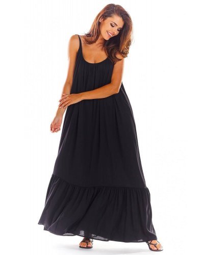 Rochie lunga de vara neagra vaporoasa oversize Francina Rochii lungi, Rochie lunga de vara neagra vaporoasa oversize Francina - jojofashion.ro