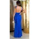 Rochie lunga, albastra, mulata, tip sirena, cu spatele gol, Lace 2 - jojofashion.ro