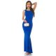 Rochie lunga, albastra, mulata, tip sirena, cu spatele gol, Lace 7 - jojofashion.ro