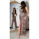 Rochie lunga animal print leopard, mulata, cu un umar gol, Reanne 2 - jojofashion.ro