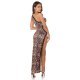 Rochie lunga animal print leopard, mulata, cu un umar gol, Reanne 7 - jojofashion.ro