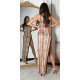 Rochie lunga animal print snake, mulata, cu un umar gol, Reanne 3 - jojofashion.ro