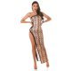 Rochie lunga animal print snake, mulata, cu un umar gol, Reanne 5 - jojofashion.ro