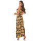 Rochie lunga galbena, cu print baroc, mulata, cu un umar gol, Reanne 7 - jojofashion.ro