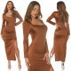 Rochie lunga, maro, mulata, cu maneca lunga, crapata pe picior, Maddys Rochie lunga, maro, mulata, cu maneca lunga, crapata pe picior, Maddys 8 - jojofashion.ro