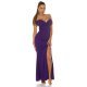Rochie lunga mov, mulata, cu umerii goi, crapata pe picior, Berda 7 - jojofashion.ro