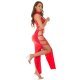 Rochie lunga WetLook, rosie, mulata, cu snur si crapatura pe laterale, Karishma 5 - jojofashion.ro