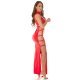 Rochie lunga WetLook, rosie, mulata, cu snur si crapatura pe laterale, Karishma 8 - jojofashion.ro
