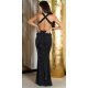 Rochie lunga neagra mulata din glitter cu umerii goi Love 2 - jojofashion.ro