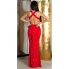Rochie lunga rosie mulata cu umerii goi din glitter Love