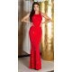 Rochie lunga rosie mulata cu umerii goi din glitter Love 3 - jojofashion.ro