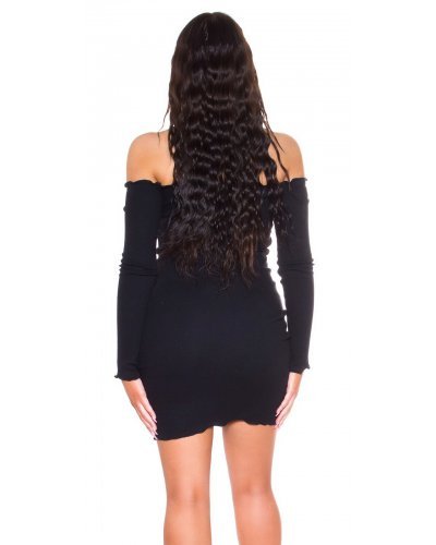 Rochii de club, Rochie scurta neagra din bumbac Mayte - jojofashion.ro
