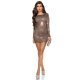 Rochie scurta mulata din paiete maro cu maneca lunga Cansu 4 - jojofashion.ro
