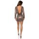 Rochie scurta mulata din paiete maro cu maneca lunga Cansu 6 - jojofashion.ro