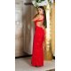 Rochie lunga rosie mulata cu umerii goi din glitter Love 6 - jojofashion.ro