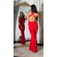 Rochie de seara lunga, glitter, rosie, mulata, cu umerii goi, Love 4 - jojofashion.ro