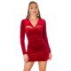 Rochie scurta din catifea rosie burgundy Ema  2 - jojofashion.ro