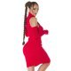 Rochie tricotata, midi, rosie cu umeri goi Dilara Rochie tricotata, midi, rosie cu umeri goi Dilara 4 - jojofashion.ro