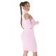 Rochie tricotata, midi, roz, cu umeri goi Dilara Rochie tricotata, midi, roz, cu umeri goi Dilara 3 - jojofashion.ro