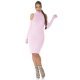Rochie tricotata, midi, roz, cu umeri goi Dilara Rochie tricotata, midi, roz, cu umeri goi Dilara 4 - jojofashion.ro