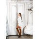 Rochie tricotata, scurta, alba, oversize cu guler inalt Vicky 4 - jojofashion.ro