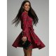Rochie in carouri rosie scurta in clos cu maneca lunag Verusca 3 - jojofashion.ro