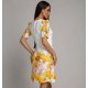 Rochie midi alba cu flori galbene croi A Barbara 3 - jojofashion.ro