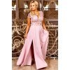 Rochie de cununie eleganta marime mare lunga dantela roz pastelat  Arianza