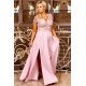 Rochie de cununie eleganta marime mare lunga dantela roz pastelat  Arianza 2 - jojofashion.ro