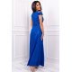 Rochie lunga albastra cu umerii goi din brocard Gala Rochie lunga albastra cu umerii goi din brocard Gala 3 - jojofashion.ro