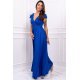 Rochie lunga albastra cu umerii goi din brocard Gala Rochie lunga albastra cu umerii goi din brocard Gala 4 - jojofashion.ro