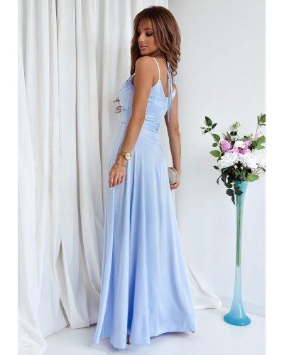 Rochie de ocazie lunga, baby blue, crapata pe picior, ScarletW2 Rochii lungi, Rochie de ocazie lunga, baby blue, crapata pe picior, ScarletW2 - jojofashion.ro