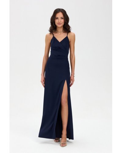 Rochii, Rochie de ocazie lunga bleumarin navy petrecuta cu spatele gol LivianaR - jojofashion.ro