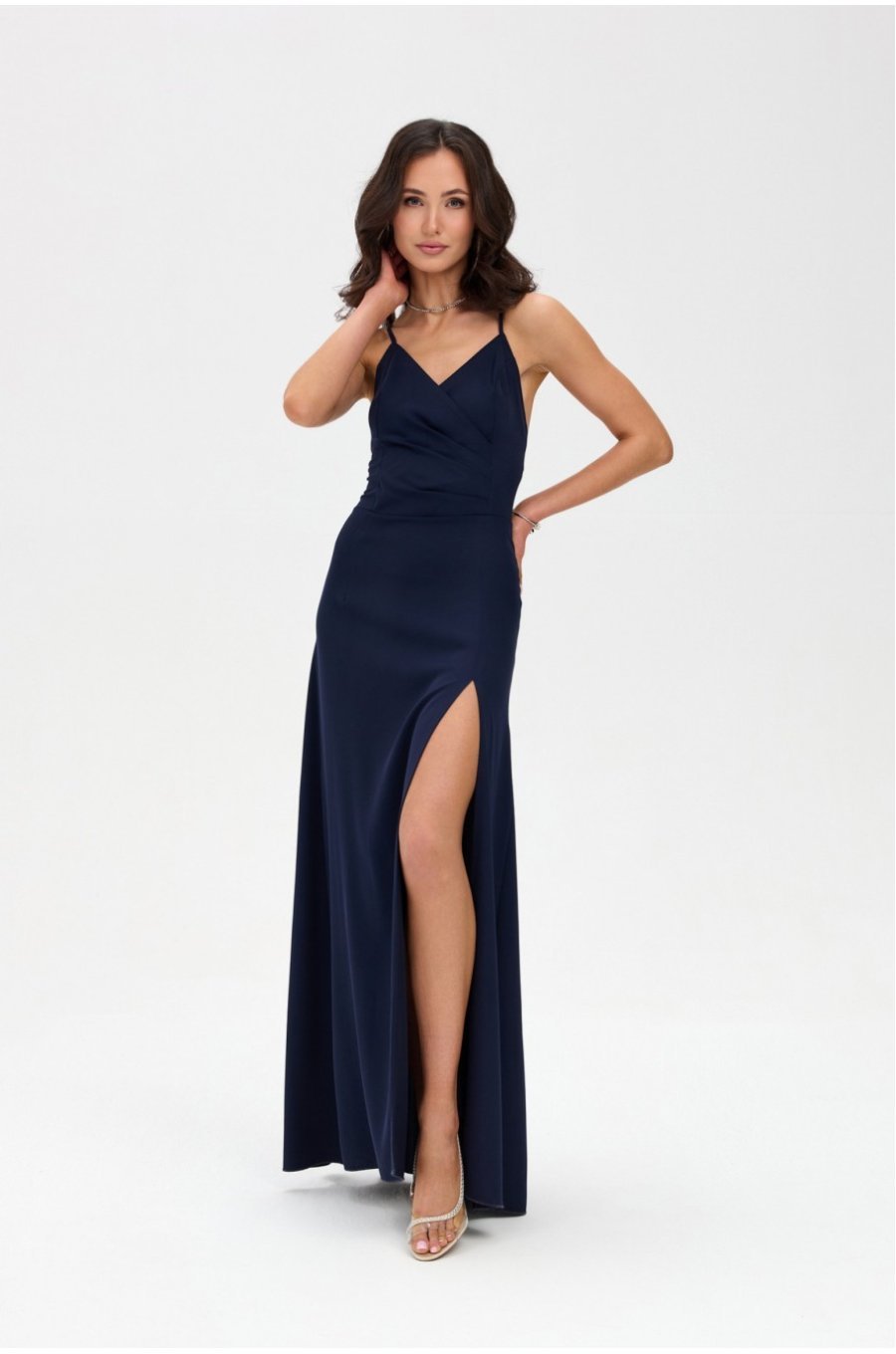 Rochie de ocazie lunga bleumarin navy petrecuta cu spatele gol LivianaR 3 - jojofashion.ro