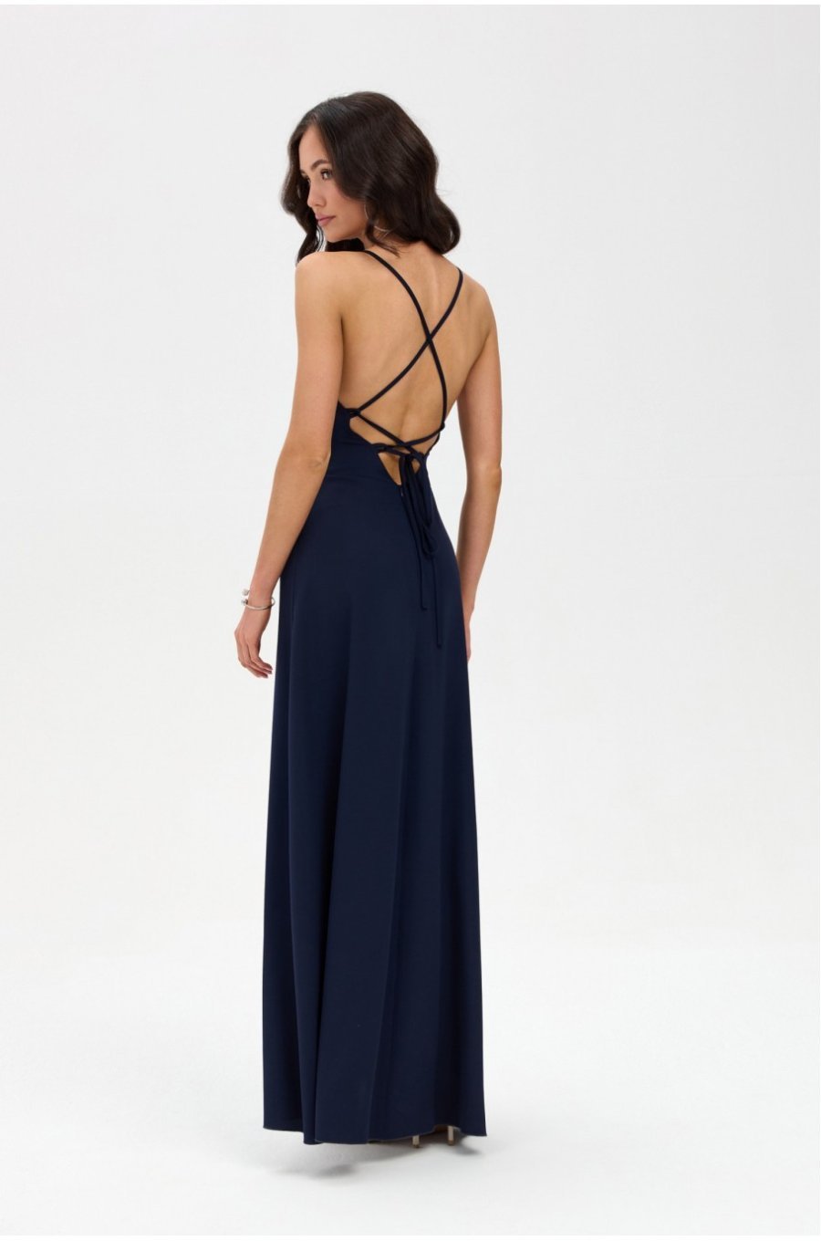Rochie de ocazie lunga bleumarin navy petrecuta cu spatele gol LivianaR 2 - jojofashion.ro