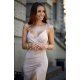 Rochie lunga mulata bej din brocard cu spatele gol Frida 5 - jojofashion.ro