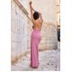 Rochie lunga, din brocard roz pudra, mulata, cu spatele gol, Frida 3 - jojofashion.ro