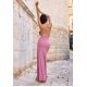 Rochie de ocazie lunga, din brocard roz pudra, mulata, cu spatele gol, Frida 3 - jojofashion.ro